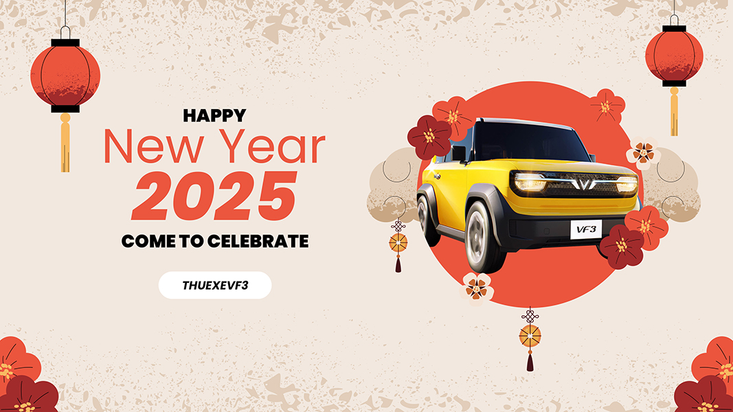 banner happy new year Thuee xe vf3